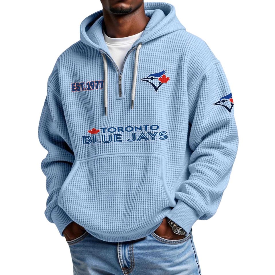 Blue Jays EST 1977 Waffle Quarter Zip Hoodie