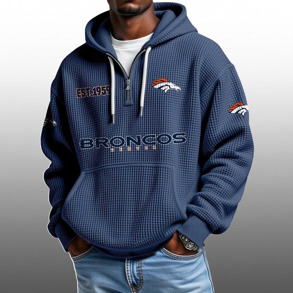 Broncos Football EST 1959 Half Quarter Zip Waffle Hoodie