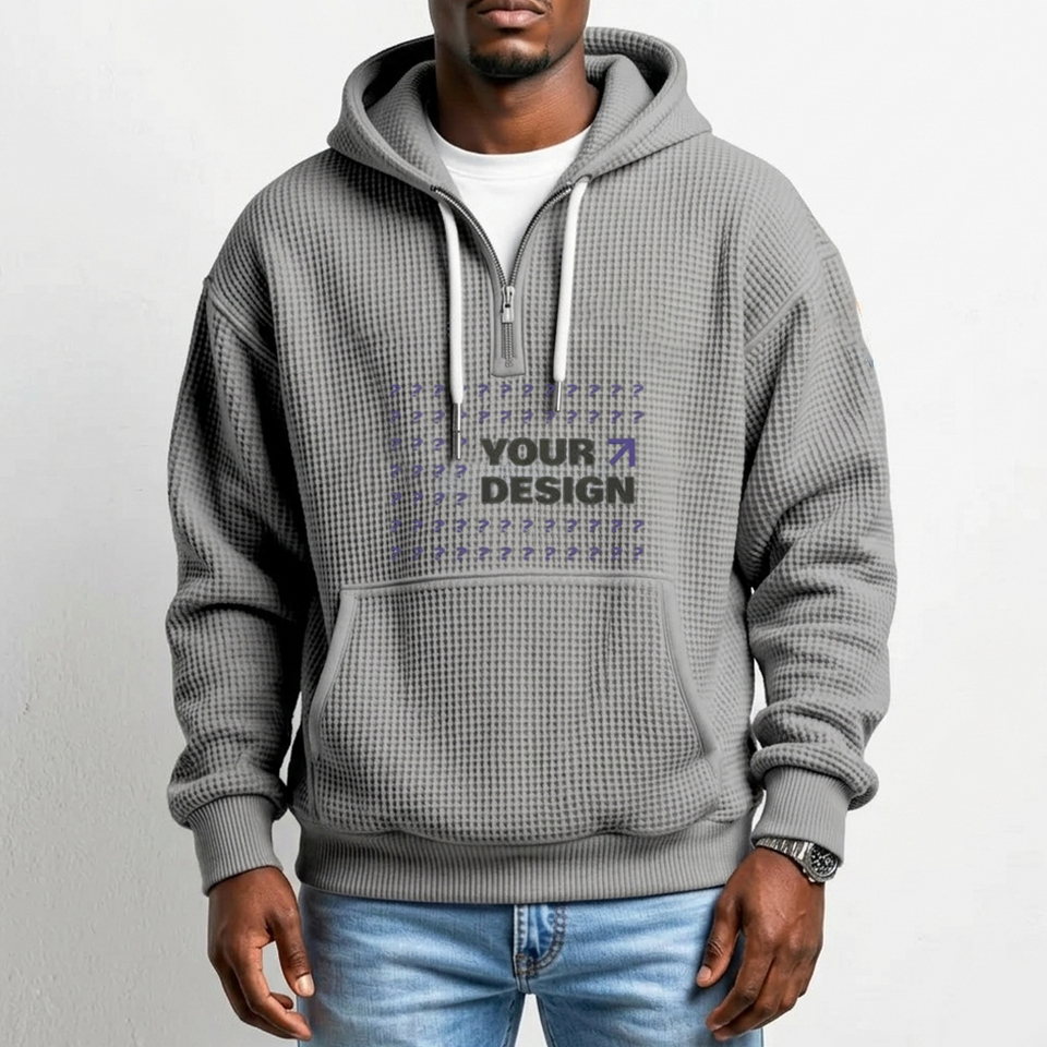 Custom Custom Quarter Zip Waffle Hoodie