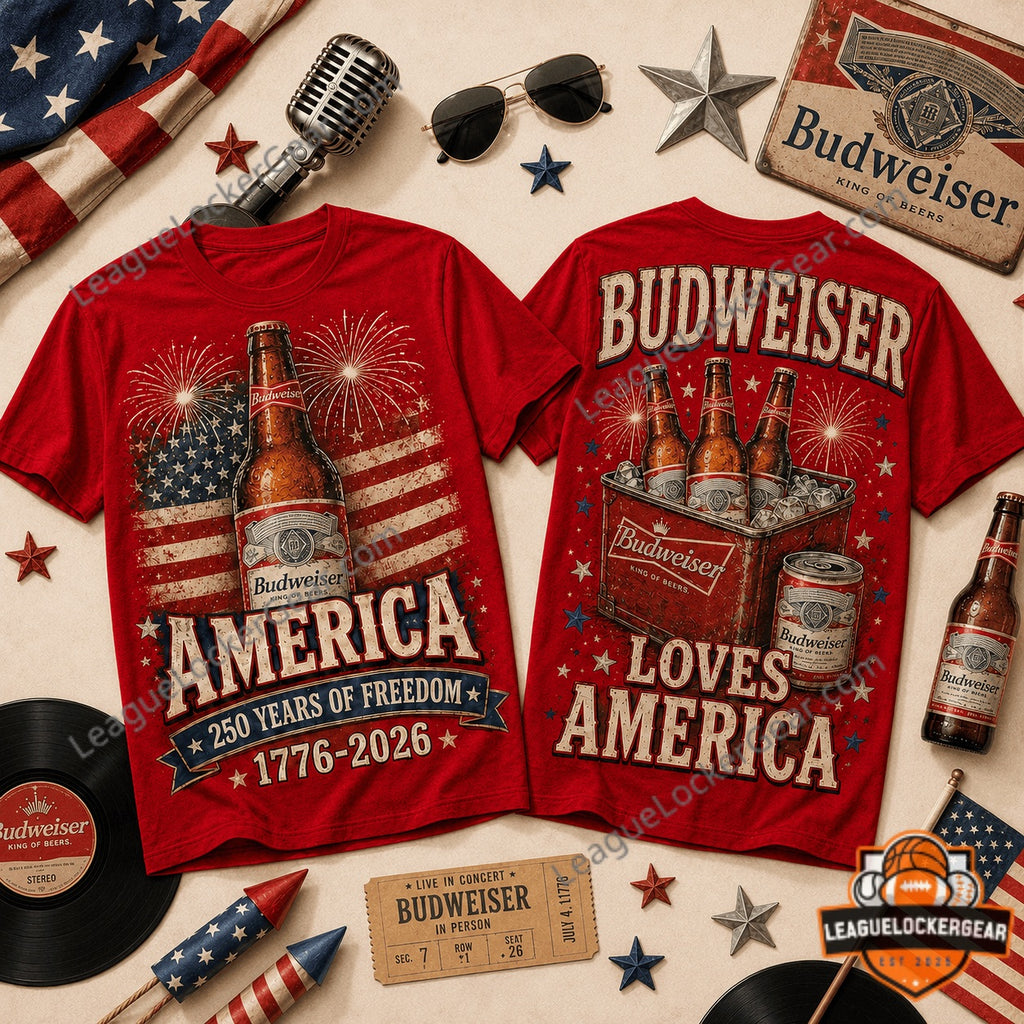 Budweiser 250 Years of Freedom 1776-2026 America T-Shirt