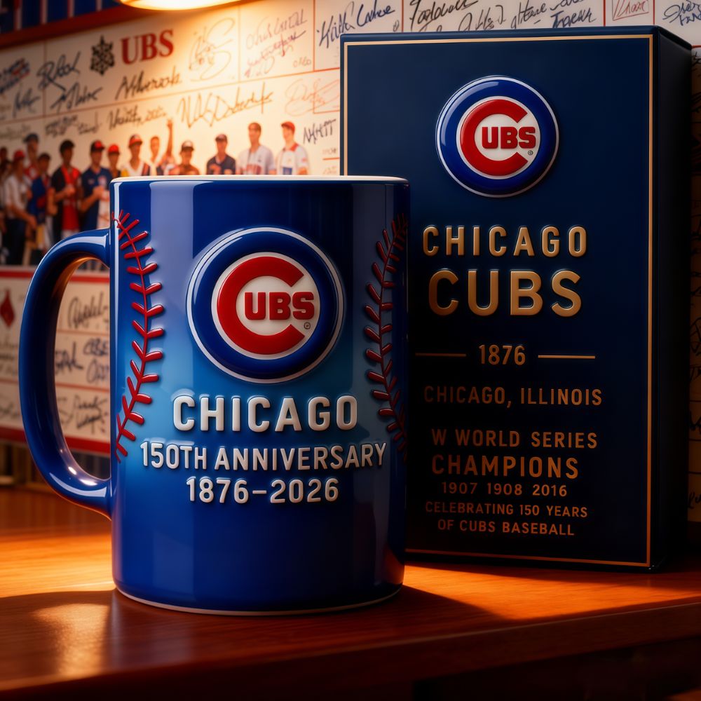 Chicago Cubs 150th Anniversary Mug 1876–2026 – Official MLB Collectible Coffee Cup