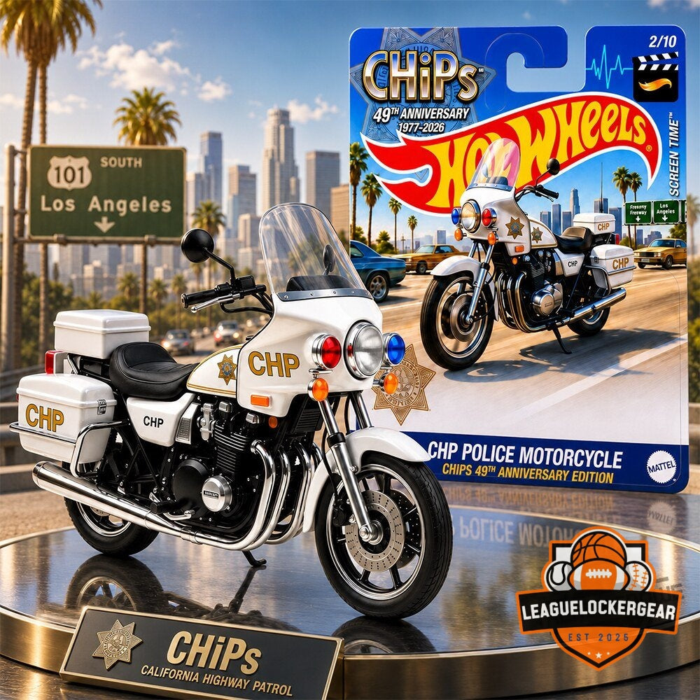 CHiPs 49th Anniversary 1977-2026 Edition Hot Wheels Police Motorcycle Model