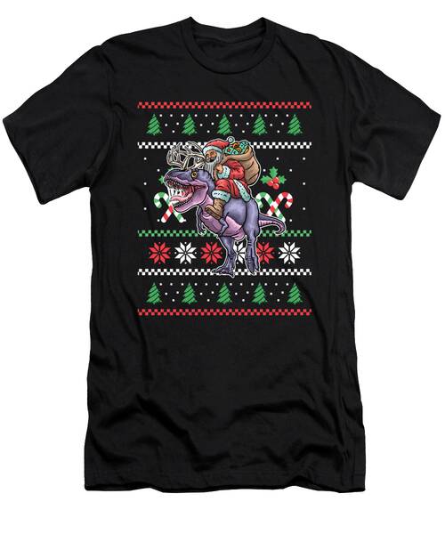 Christmas T Rex Xmas Dino Santa T-Shirt