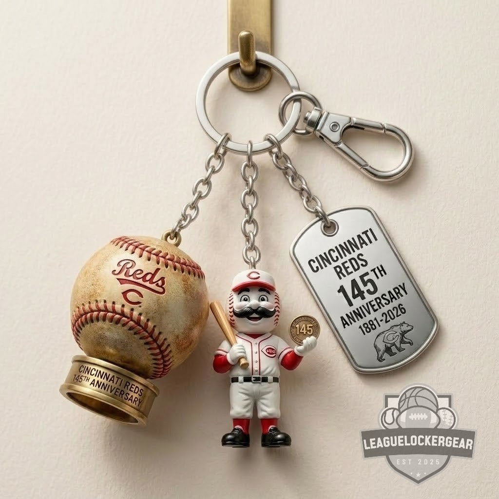 Cincinnati Reds 145th Anniversary 1881-2026 Keychain