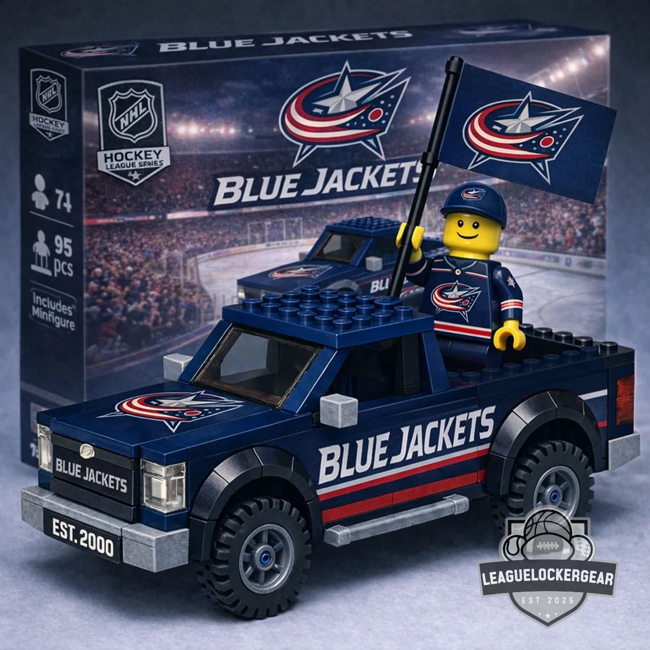 Columbus Blue Jackets Building Block Pickup Truck Set