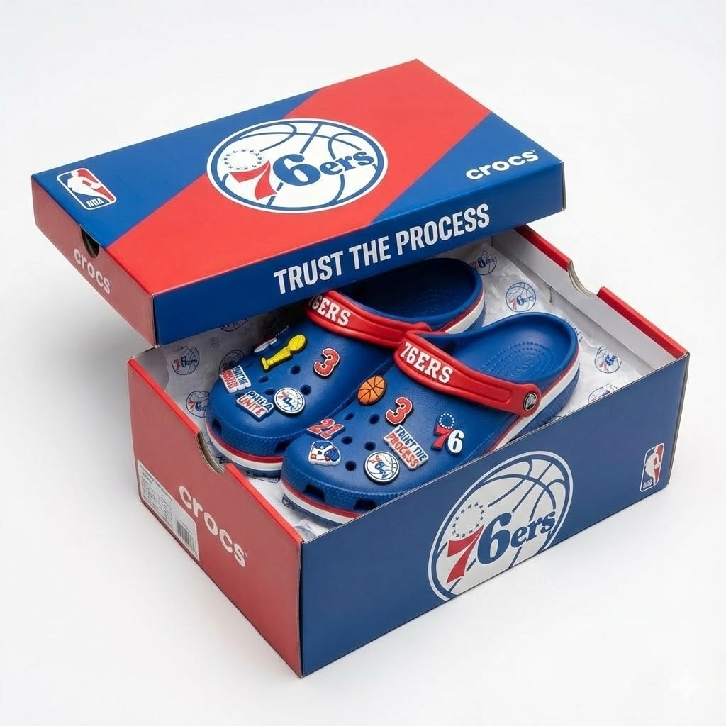 Philadelphia 76ers NBA Crocs Clogs – “Trust The Process” Revolutionary Clog Edition