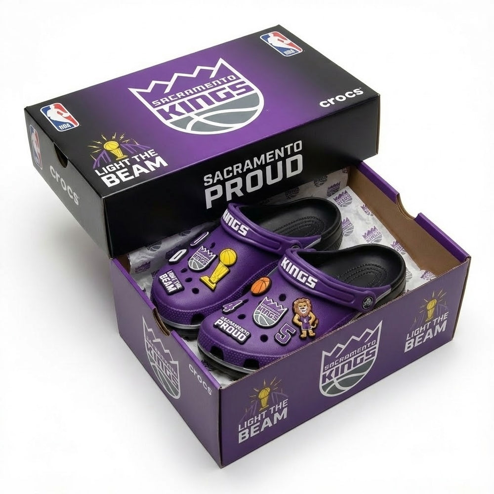 Sacramento Kings NBA Crocs Clogs – “Light The Beam” Royal Court Kicks