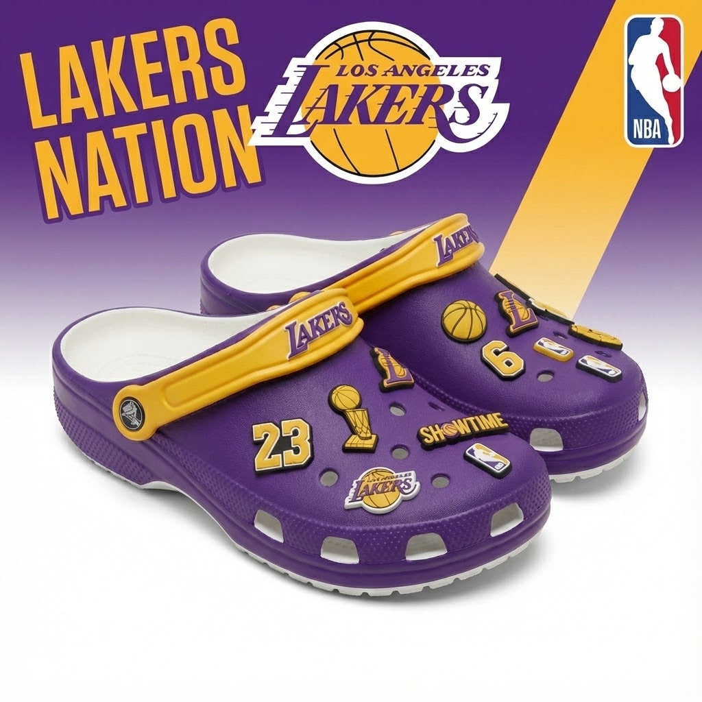 LA Lakers NBA Crocs Clogs – “Showtime” Purple Gold Championship Fan Gear