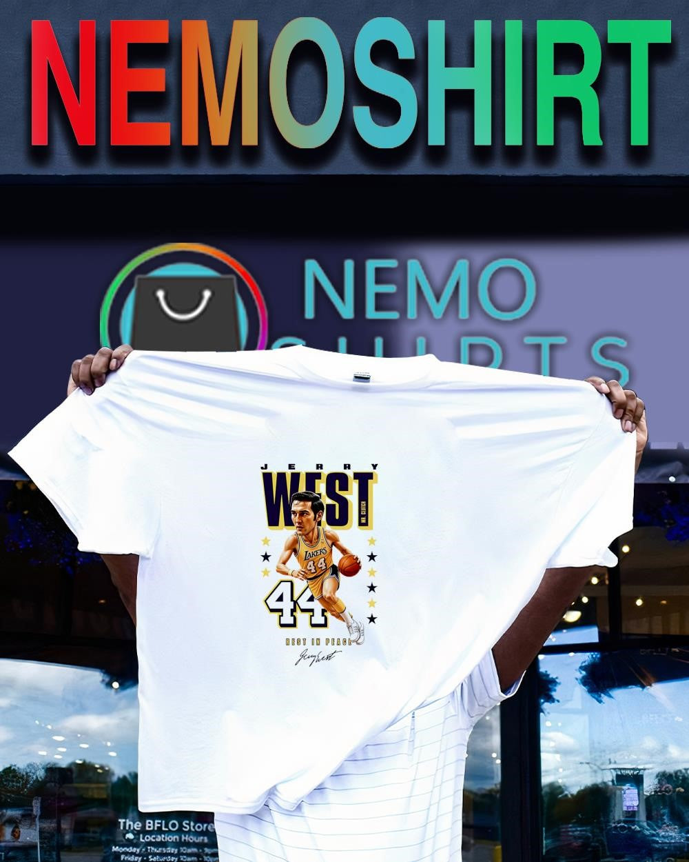 Jerry West Mr. Clutch 44 Los Angeles Lakers rest in peace signature shirt