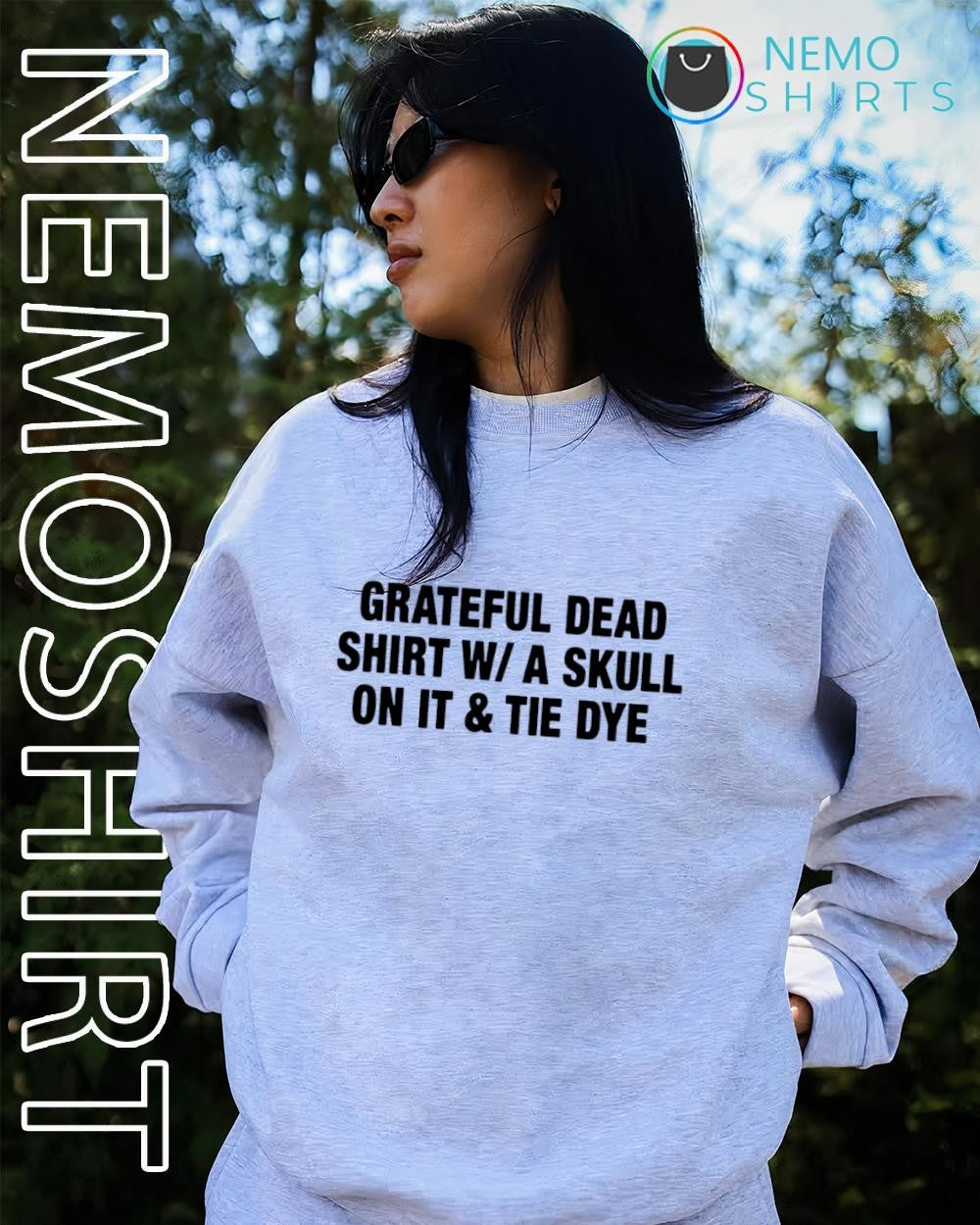 Grateful Dead skull on it tie dye text shirt