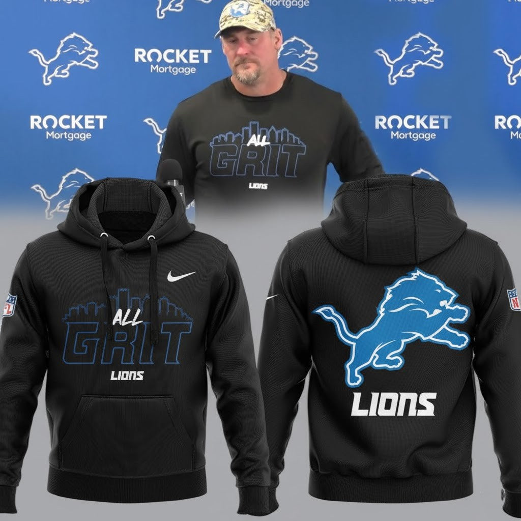 Detroit Lions “All Grit” Hoodie – Coach Dan Campbell Edition