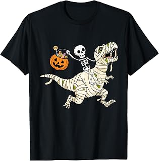 Halloween Skeleton Riding Dinosaur Mummy Trex Unisex T-shirt, Sweatshirt, Hoodie (1)