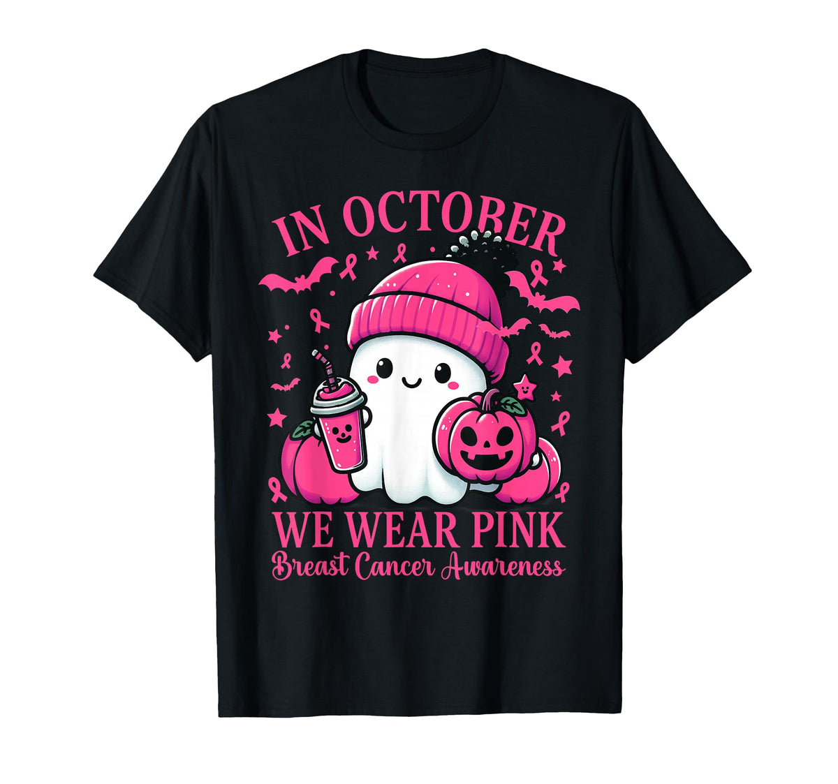 October Pink Breast Cancer Boo Ghost Halloween Unisex T-shirt, Sweatshirt, Hoodie (1)