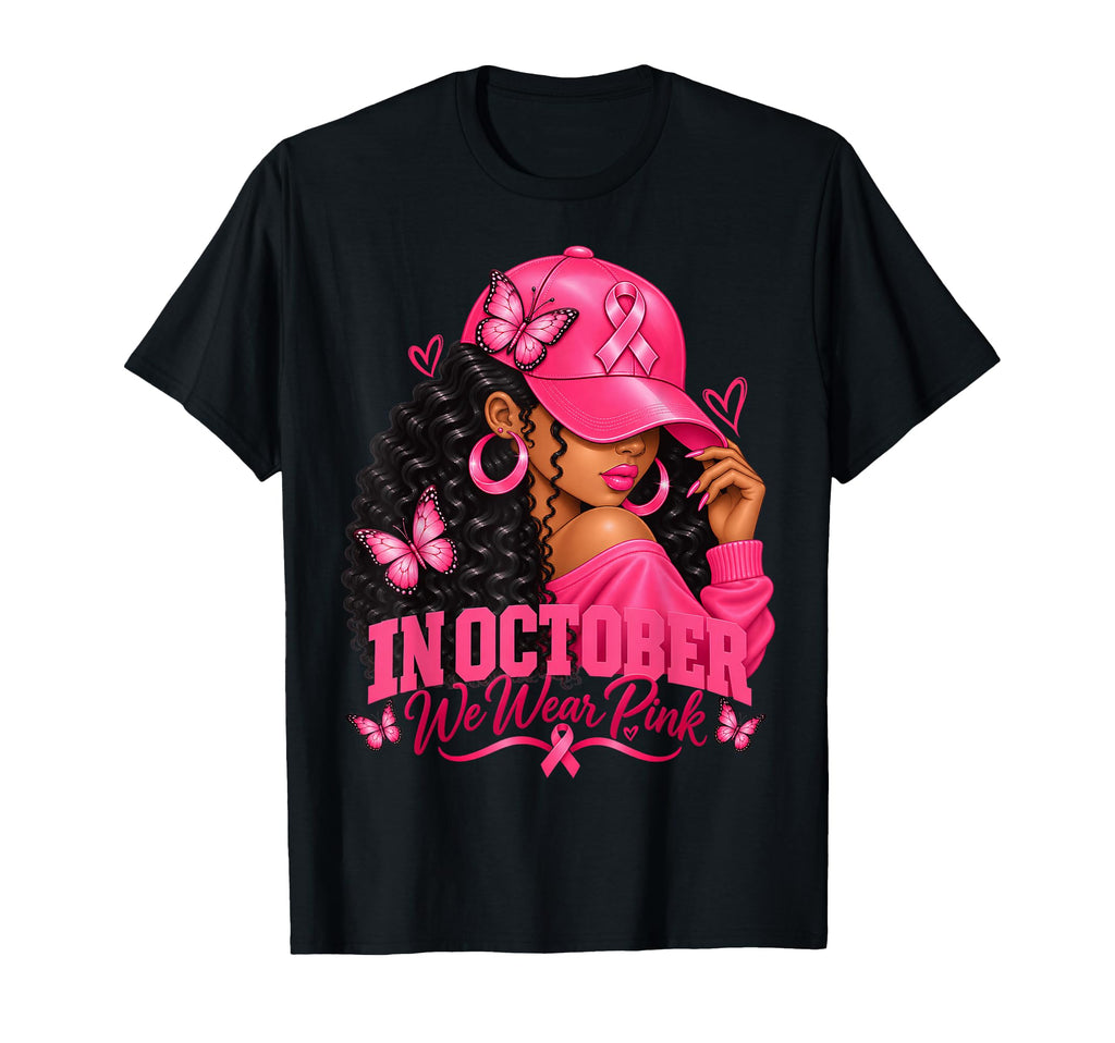 October Pink Black Breast Cancer Awareness Unisex T-shirt, Sweatshirt, Hoodie (1)