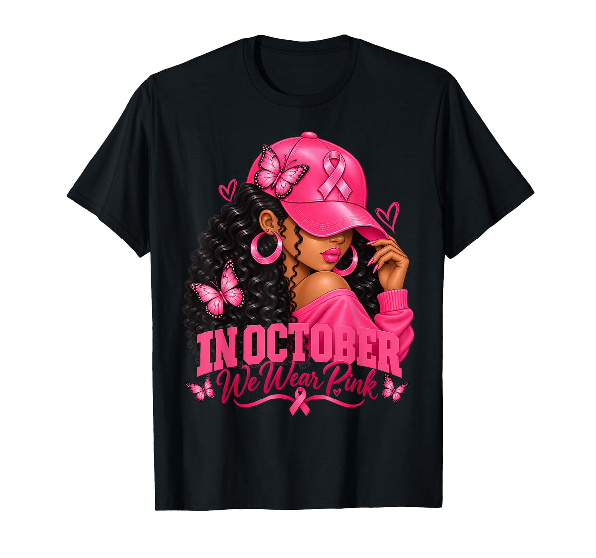 October Pink Black Breast Cancer Awareness Unisex T-shirt, Sweatshirt, Hoodie (1)