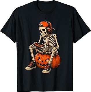 Spooky Skeleton Gaming Halloween Controller Unisex T-shirt, Sweatshirt, Hoodie (1)