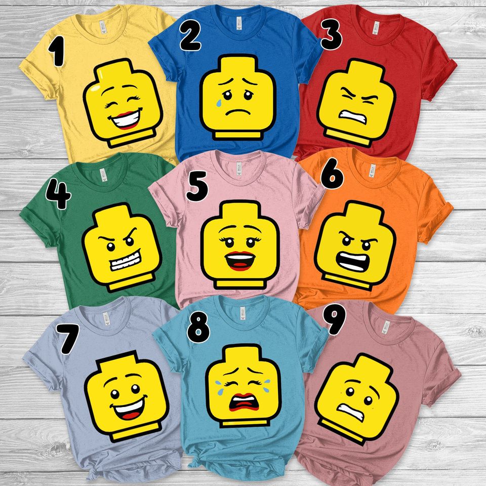 Personalized building block shirt, Building Blocks Family,Building Block Head Shirt