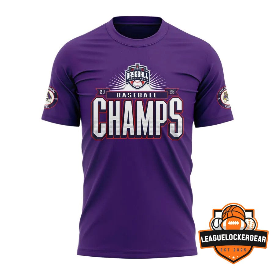East Carolina Pirates Baseball Championship Champs 2026 T-Shirt