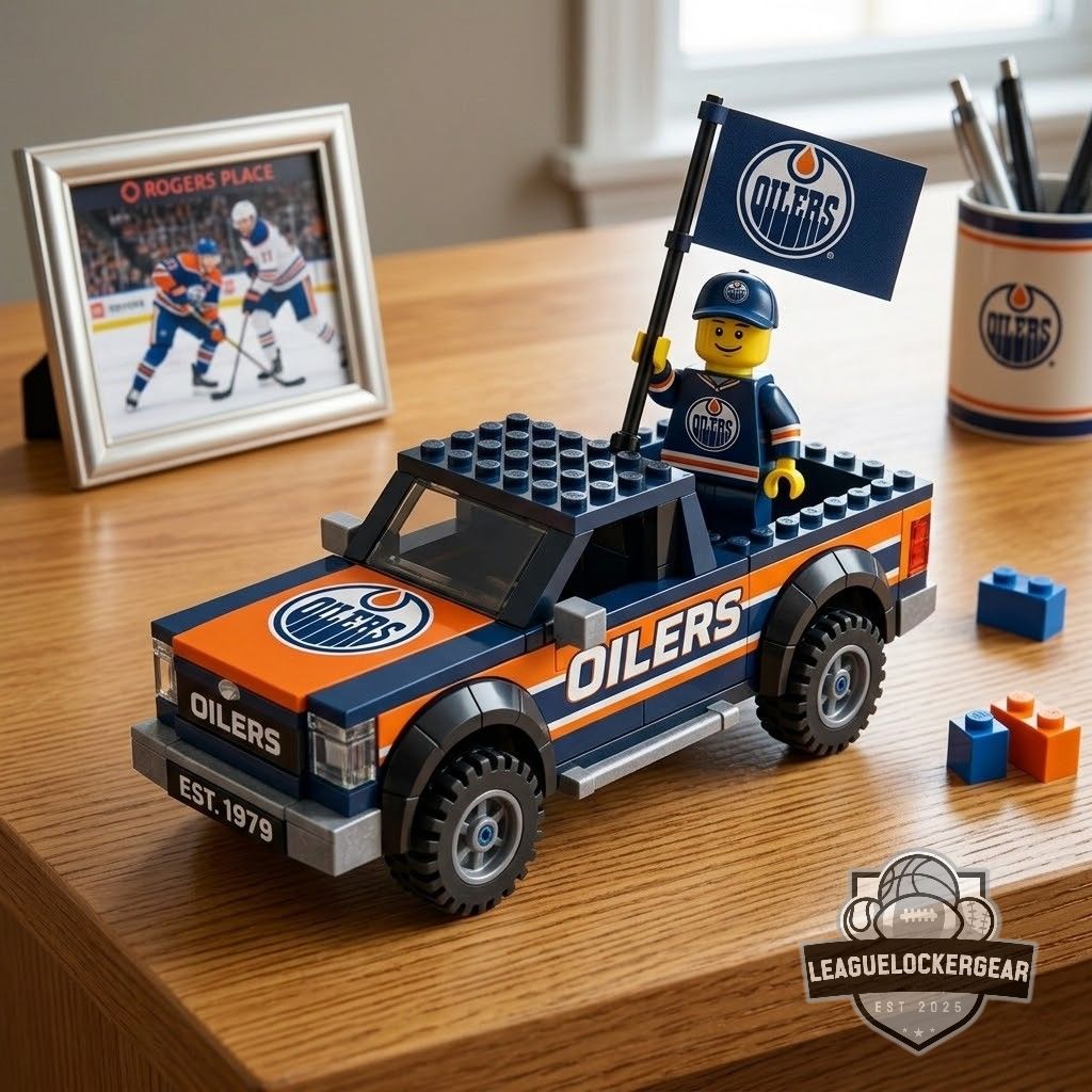 Edmonton Oilers Building Block Pickup Truck Set