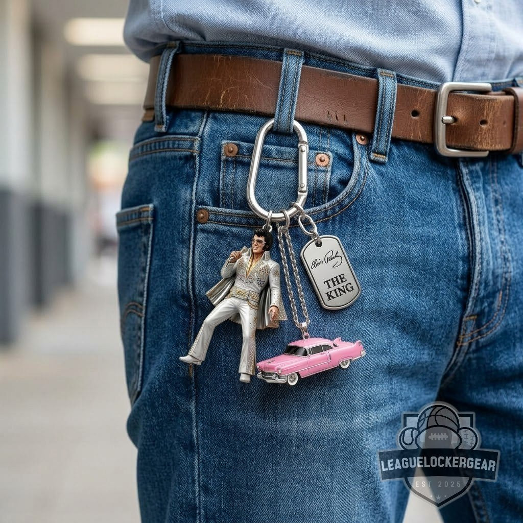Elvis Presley The King Pink Cadillac Keychain