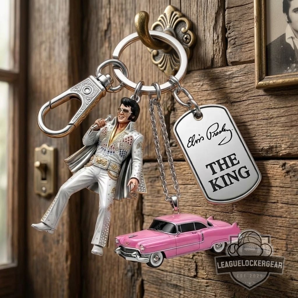 Elvis Presley The King Pink Cadillac Keychain
