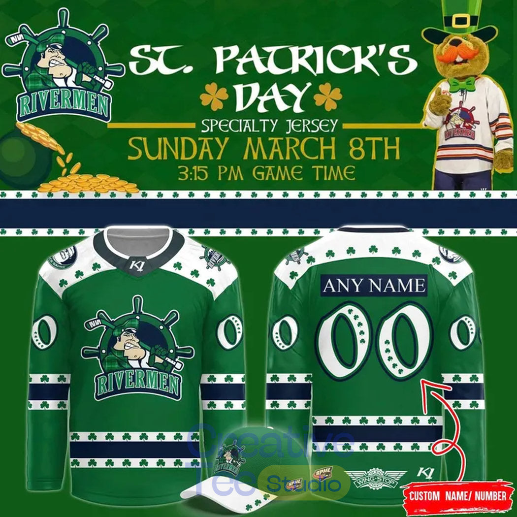 Peoria Rivermen 2026 St. Patty’s Day Celebration Custom Hockey Jersey