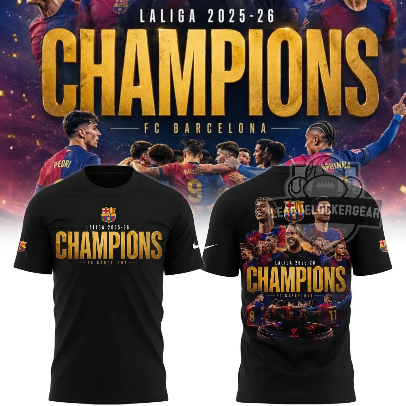 FC Barcelona LALIGA 2025-26 CHAMPIONS T-Shirt