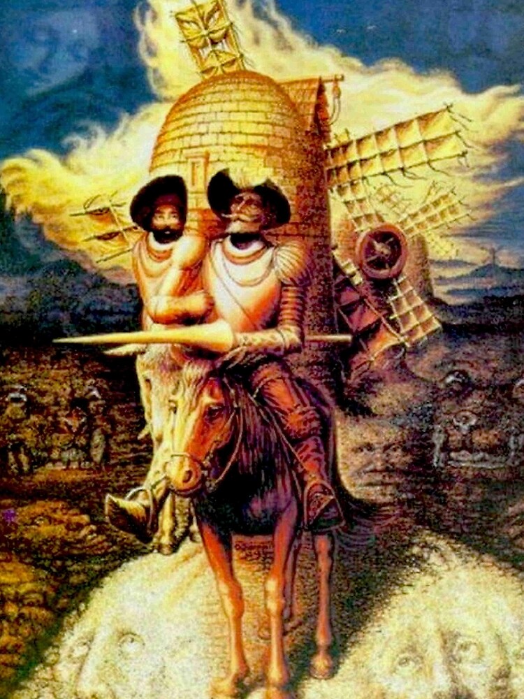 DON QUIXOTE : Vintage Abstract Tilting at Windmills Print by posterbobs