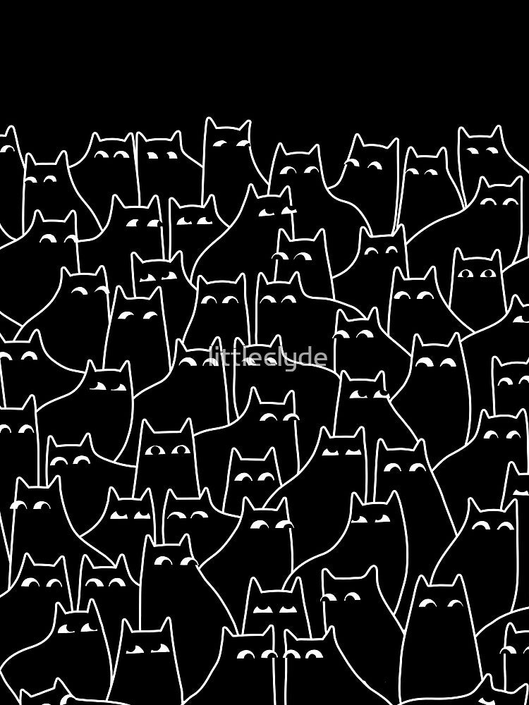 Suspicious Cats (Minimal White Linework Version) by littleclyde