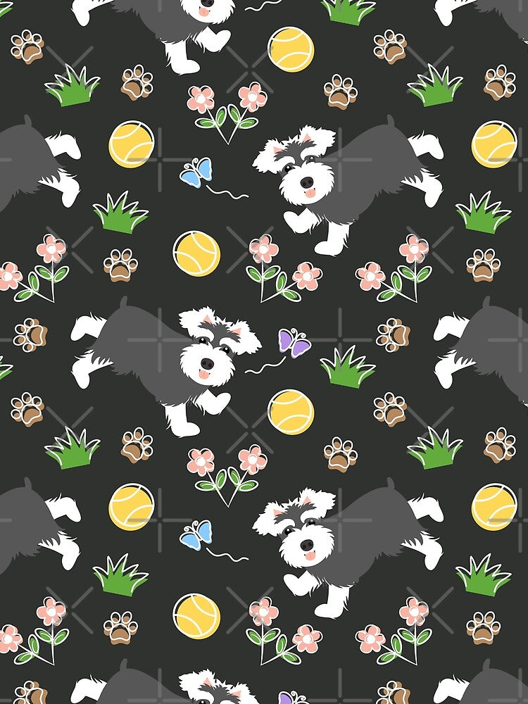 Playing Miniature Schnauzer - Black by Lulupainting