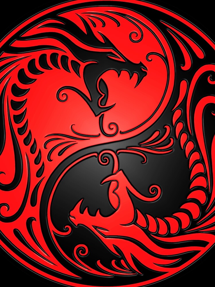 Yin Yang Dragons Red and Black by JeffBartels