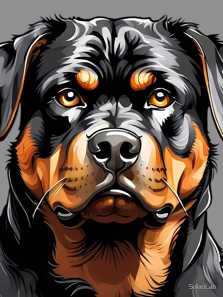 Rottweiler dog head by SolaoLab
