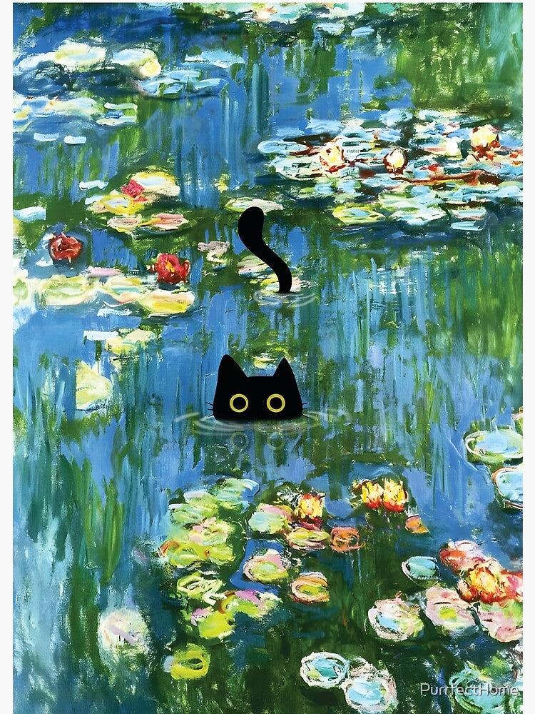 Monet Cat in Water Lilies Pond by PurrfectHome