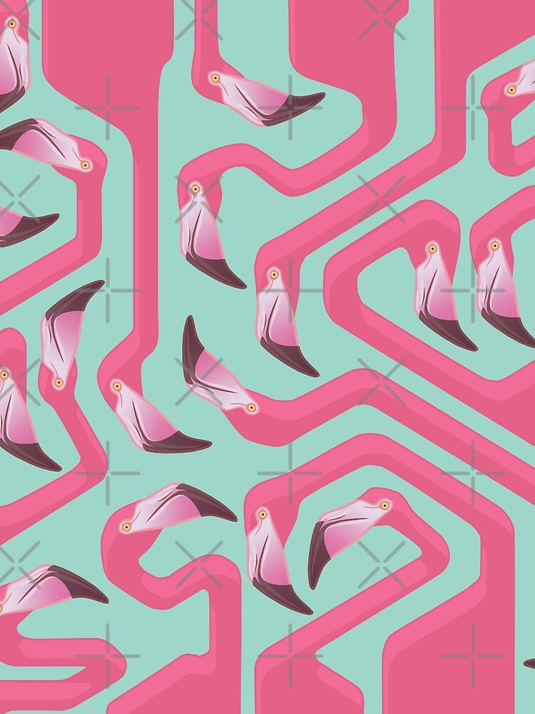 Flamingo Maze on beach glass background. by Iker Paz Studio