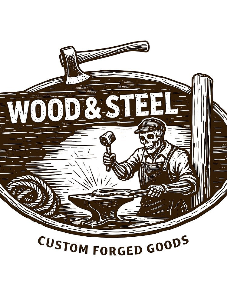 Wood & Steel Custom Forged Goods T-Shirt by Matinez Pink