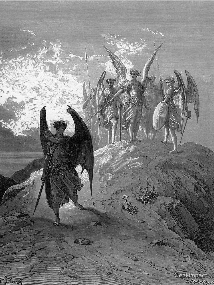 Paradise Lost Satan is cast out the hill of Heaven and is cast in Hell's canyons - Gustave Dore by Vintage Designs +