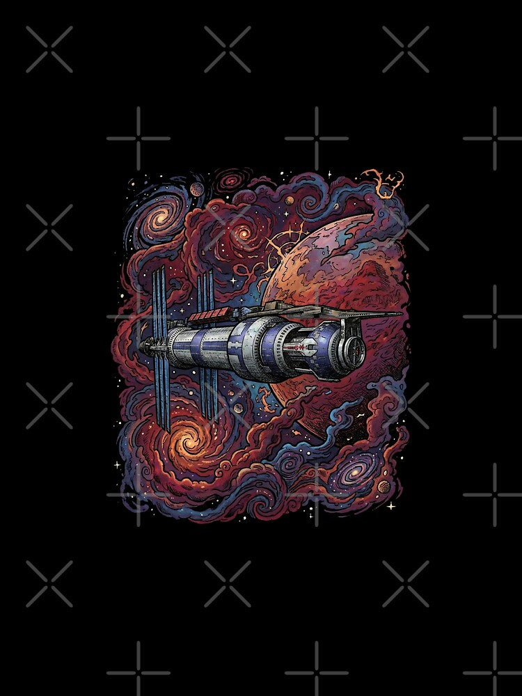 Sci-Fi Galaxy Station Red Planet Art by Fenay Designs