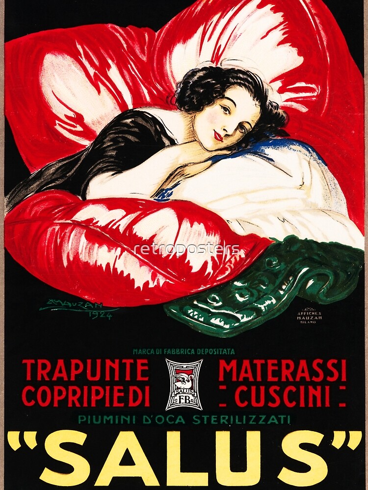 SALUS Mattress Quilt Cushion Covers Italy Advertisement by Achille Lucien Mauzan by retroposters