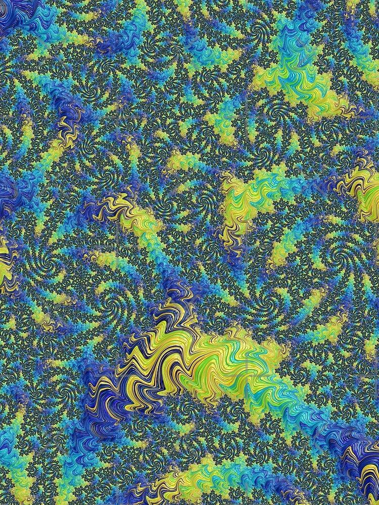 Blue and Yellow Fractal by Kaleiope Studio