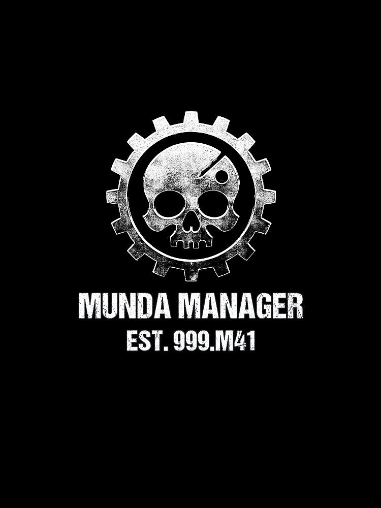 Munda Manager Logo Skull Stamp and Text by Munda Manager