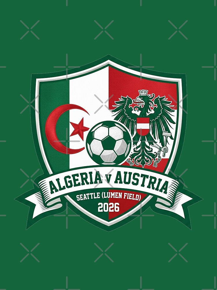 Algeria vs Austria Soccer Match Crest Seattle 2026 by Pride Emblem Prints