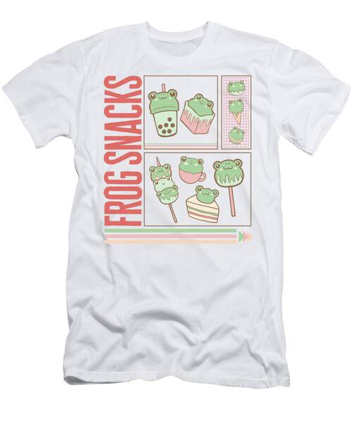 Frog Shirt Frog Snacks Cute Boba Cake Ice Cream Tee Birthday Gift For Frog Animal Lover Kawaii Aesthetic Amphibian T-shirt T-Shirt