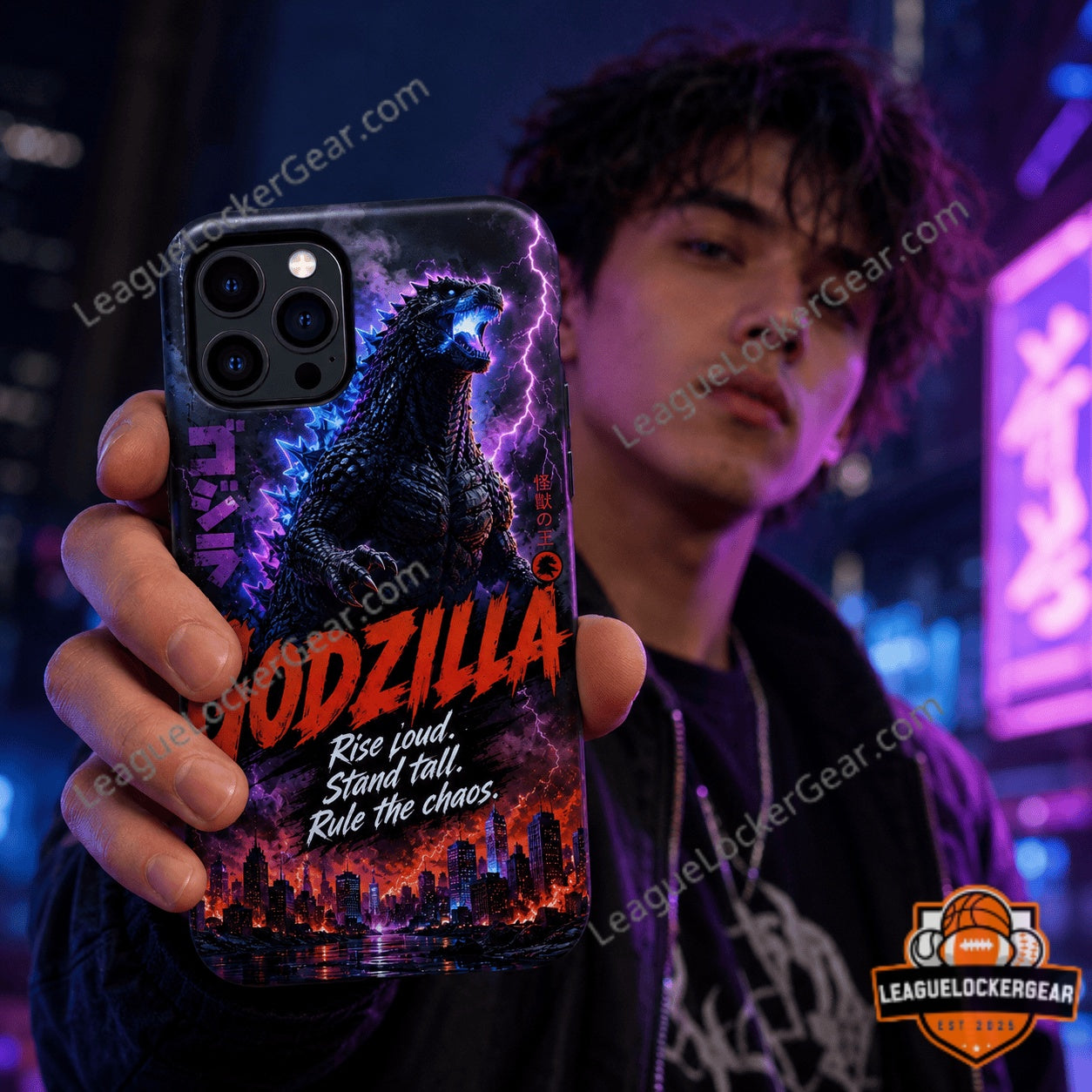 Godzilla Rise Loud Stand Tall Rule The Chaos Phone Case