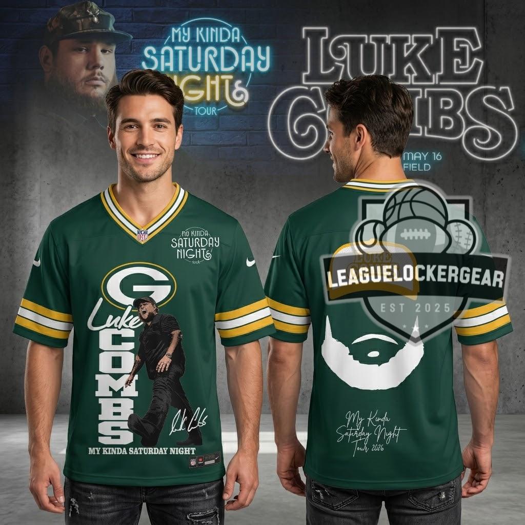 Green Bay Packers Luke Combs My Kinda Saturday Night Tour 2026 Football Jersey