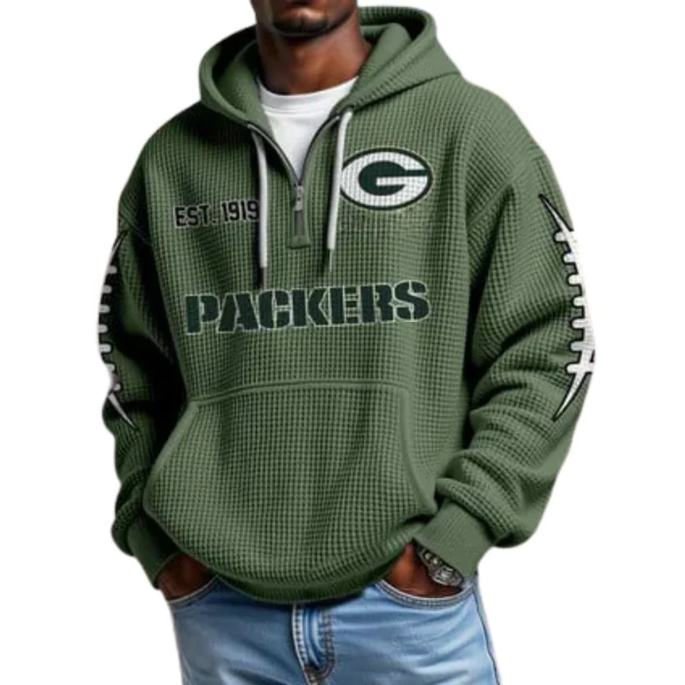 Packers EST 1919 Quarter Zip Waffle Hoodie