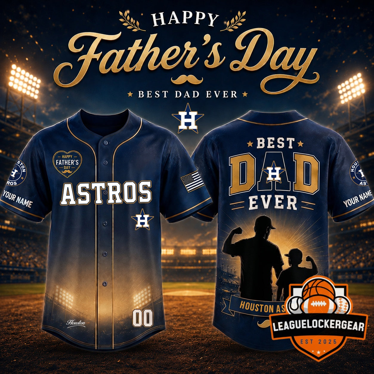 Houston Astros Happy Father’s Day Best Dad Ever Custom Baseball Jersey