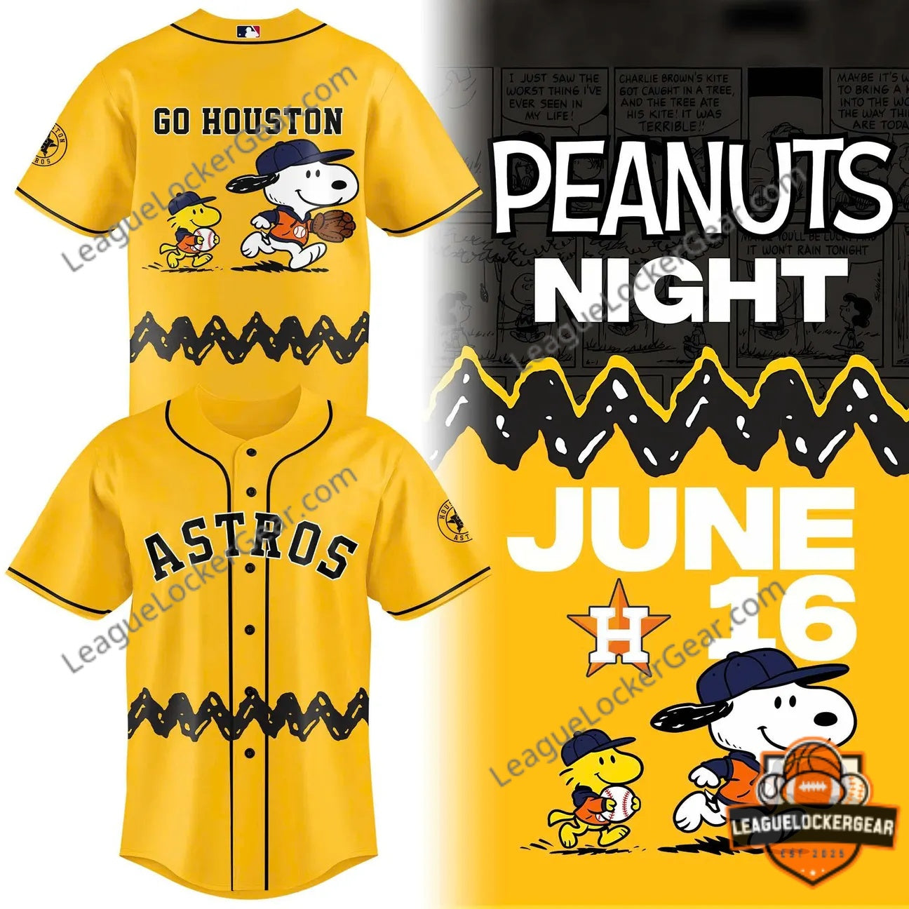 Houston Astros Peanuts Night Baseball Jersey