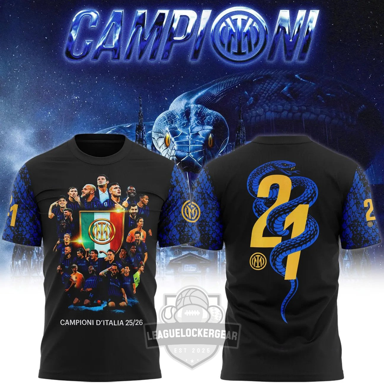 Inter Milan 21st Scudetto 2025/2026 Season Champions T-Shirt