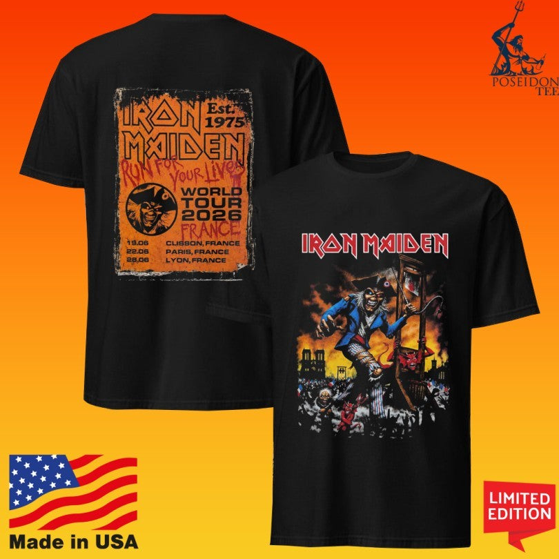 Iron Maiden France 2026 Tour Exclusive Event For Clisson Paris And Lyon On 19 22 And 28 June 2026 Eddie Sans-culottes French Revolution T-shirt