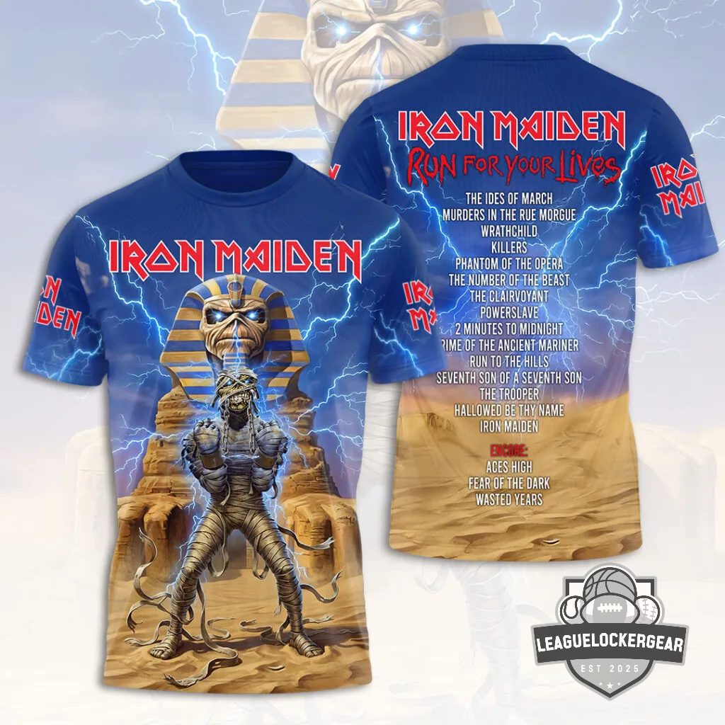 Iron Maiden Powerslave Run For Your Lives Tour 3D T-Shirt